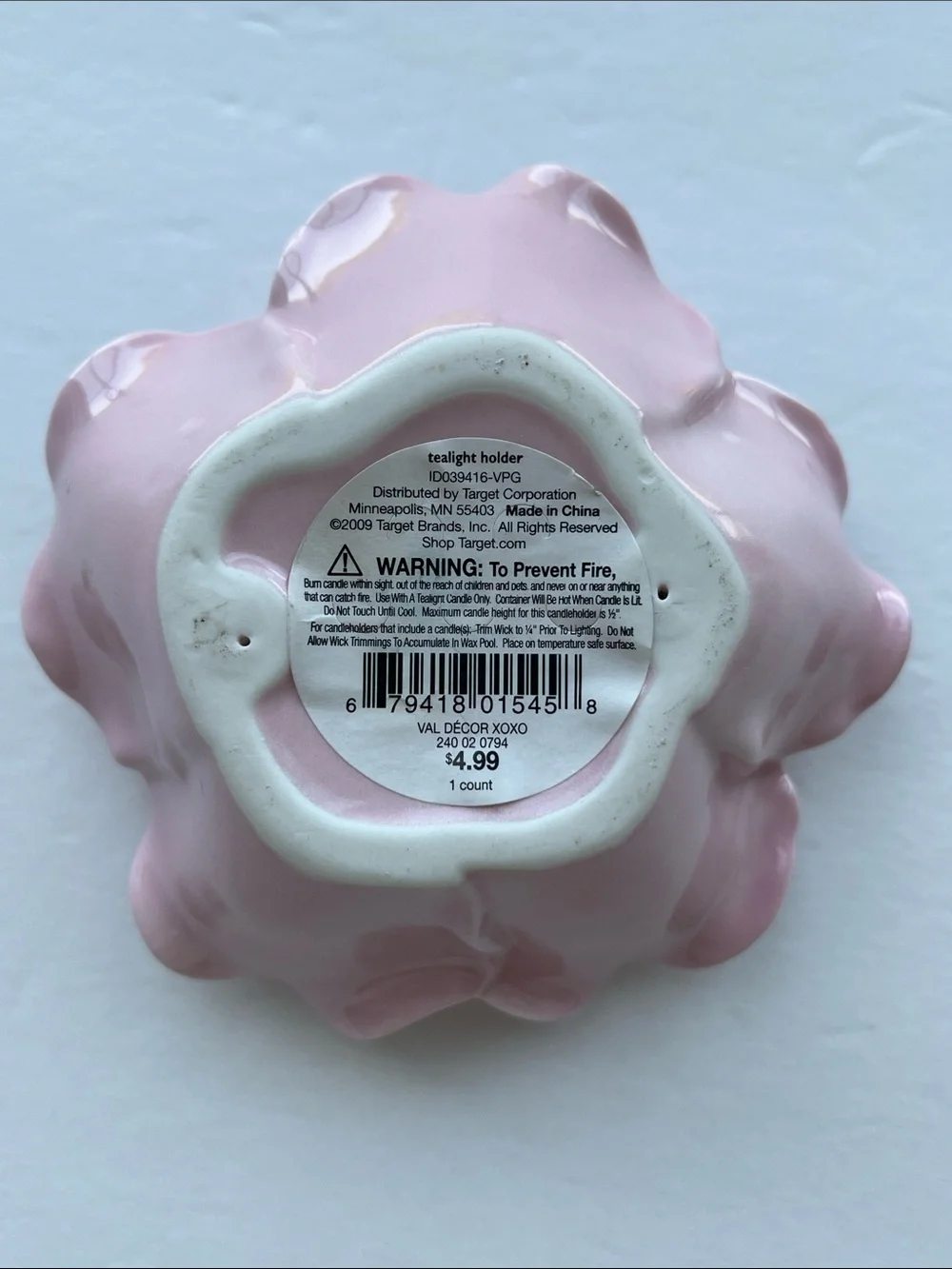Candleholder Tealight Holder Pink Floral Ceramic Flower NWT
